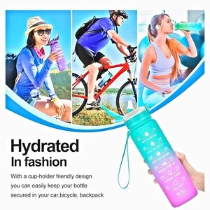 32/24 oz Water Bottles with removable straw & Time Marker, Motivational Sports